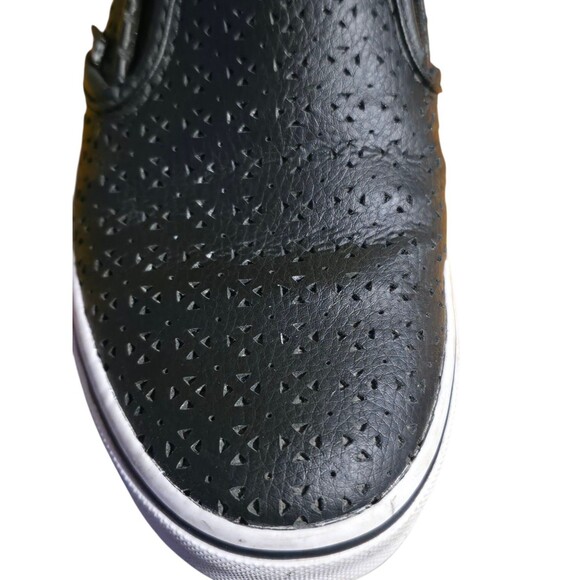 Women's Vans Black White Perforated Leather Loafer Slip-ons Size 6.5 - Picture 6 of 8